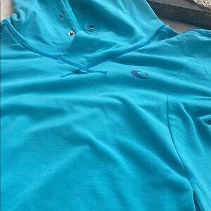 Turquoise Blue Hooded Sweatshirt with Logo